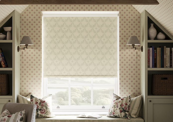 Trellis Prints, Vine and Bloom Romsey Bud Green - Roller Blind - Image 3